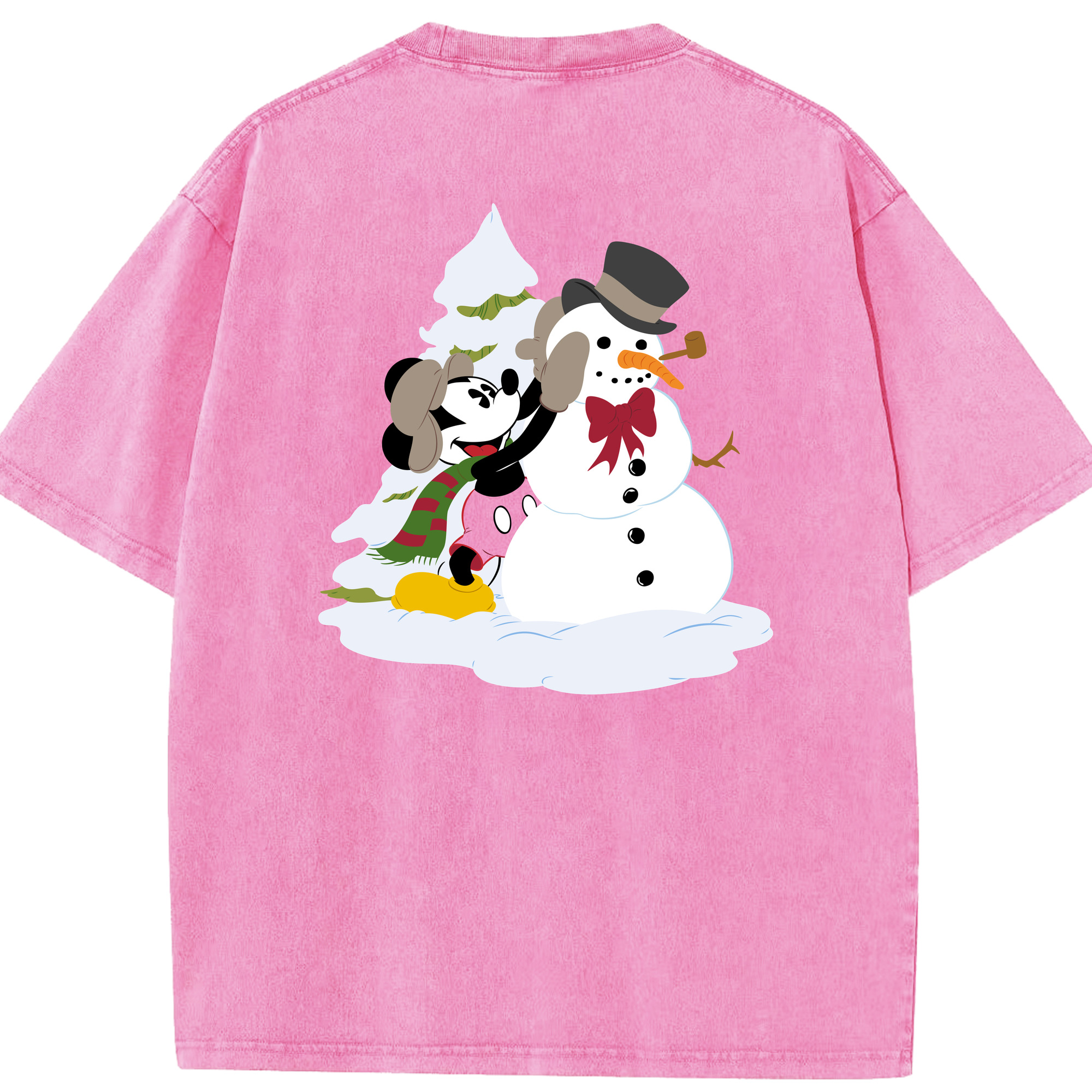 （画像用） ミッキーマウス Mickey Mouse 綿100% ヴィンテージ風 半袖Tシャツ（背面プリント）